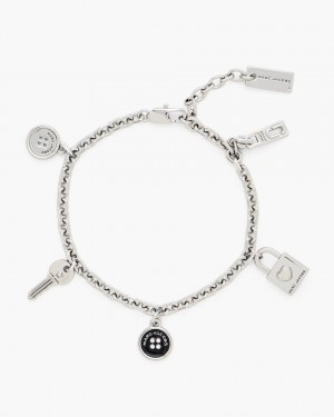 Marc Jacobs Button Charm Bracelet Silver / Black | 18YLGXPQN