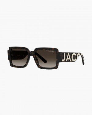 Marc Jacobs The Bold Logo Square Sunglasses Havana | 28MEDXQPW