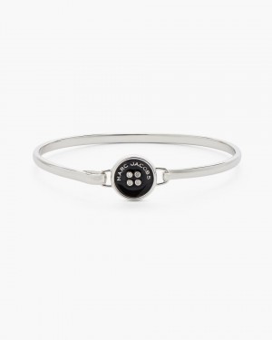 Marc Jacobs The Button Hinge Bracelet Silver / Black | 15BOZSQPM