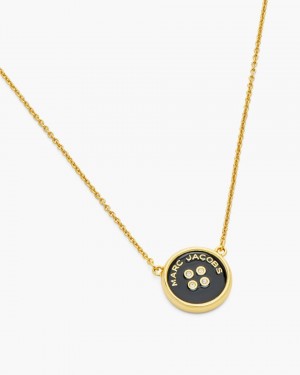 Marc Jacobs The Button Pendant Necklace Gold / Black | 02CASGJPQ