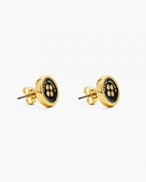 Marc Jacobs The Button Stud Earrings Gold / Black | 09MPDWZSE