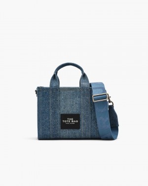 Marc Jacobs The Crystal Denim Small Tote Bag Light Blue | 28JDNCVTH