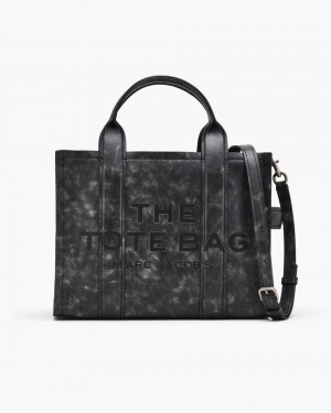 Marc Jacobs The Distressed Leather Medium Tote Bag Black | 14UEDBTJN