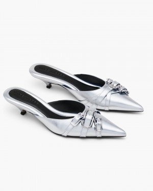 Marc Jacobs The Emma Kitten Heel Silver | 51MCQFAUH