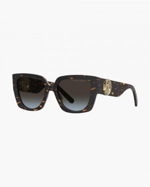 Marc Jacobs The J Marc Square Cutout Sunglasses Havana | 41RUWMAPH