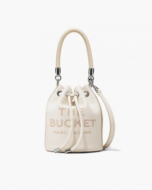 Marc Jacobs The Leather Bucket Bag Silver | 30ZNKOEJR