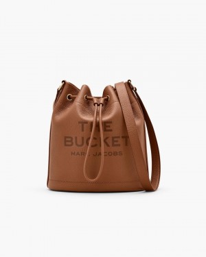 Marc Jacobs The Leather Large Bucket Bag Argan Oil | 57WEXGIUN