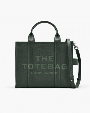 Marc Jacobs The Leather Medium Tote Bag Dark Green | 45WLOYRFH