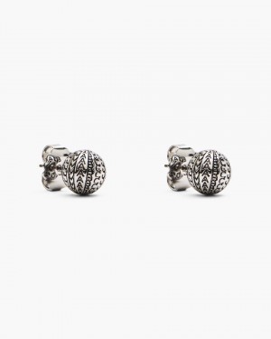 Marc Jacobs The Monogram Stud Earrings Light Silver | 43LWYSKCO