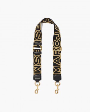 Marc Jacobs The Outline Logo Webbing Strap Black / Gold | 45BAZVUGT