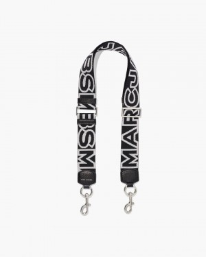 Marc Jacobs The Outline Logo Webbing Strap Black / Silver | 15WTIZXEL