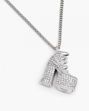 Marc Jacobs The Pave Kiki Boot Necklace Silver | 97CPOLBWM