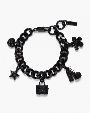 Marc Jacobs The Pave Mini Icon Charm Bracelet Black / Black | 63ATXPGMF