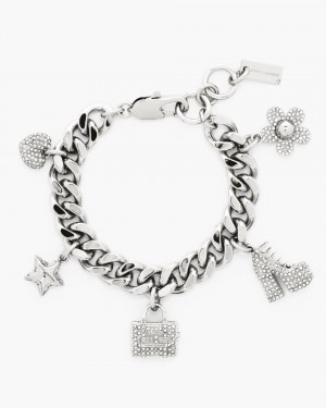 Marc Jacobs The Pave Mini Icon Charm Bracelet Silver | 48OLAVQTI