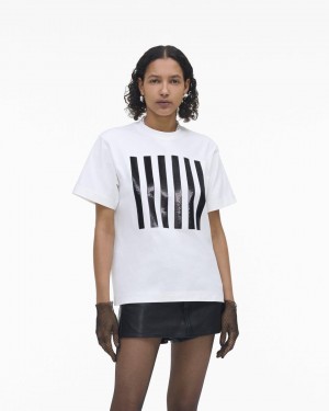 Marc Jacobs The Stripe Box Tee White | 70YQTCEJI