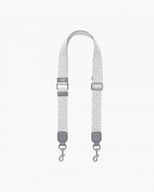 Marc Jacobs The Thin Outline Logo Webbing Strap Grey Multicolor | 14VNFEMTR