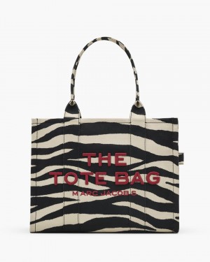 Marc Jacobs The Zebra Canvas Large Tote Bag Black / White | 21VIGZEDF