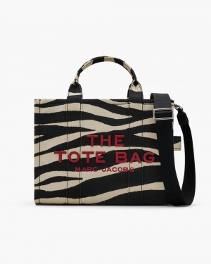 Marc Jacobs The Zebra Canvas Medium Tote Bag Black / White | 02CWIBRTV