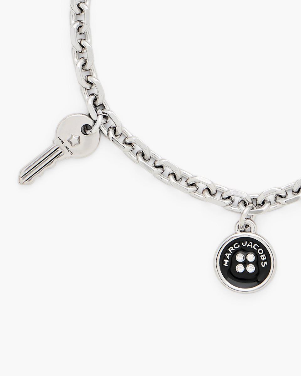 Marc Jacobs Button Charm Bracelet Silver / Black | 18YLGXPQN