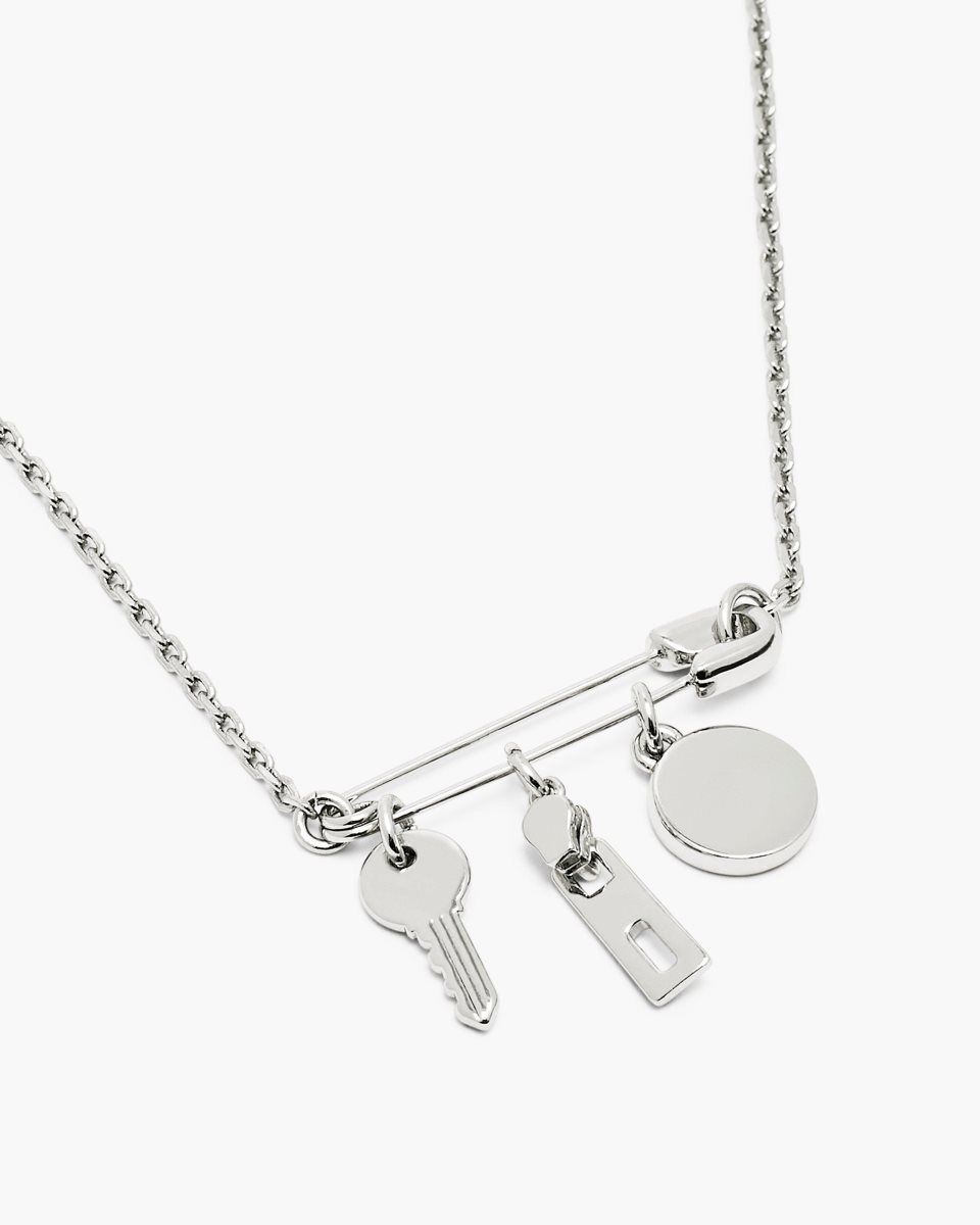 Marc Jacobs Button Charm Necklace Silver / Black | 56DLOFGZW