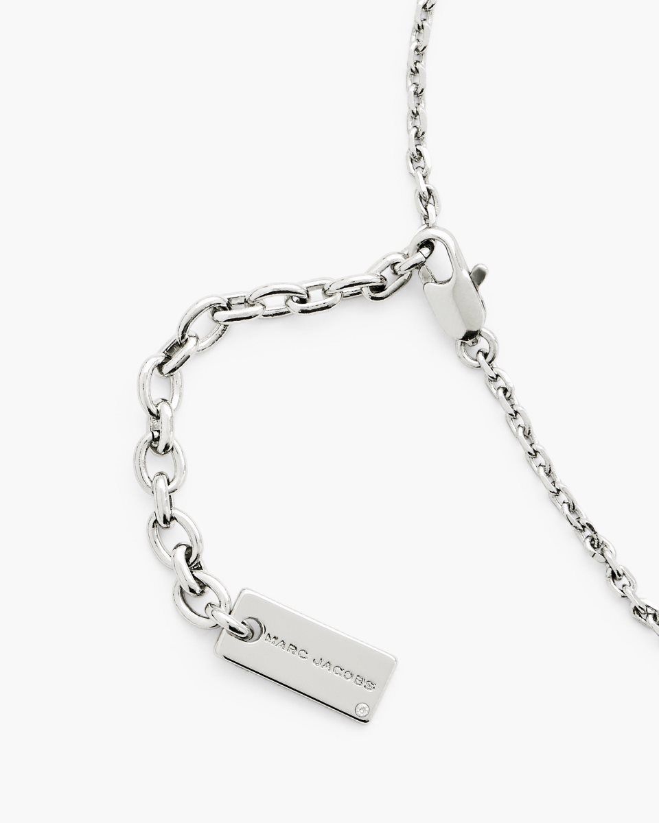 Marc Jacobs Button Charm Necklace Silver / Black | 56DLOFGZW