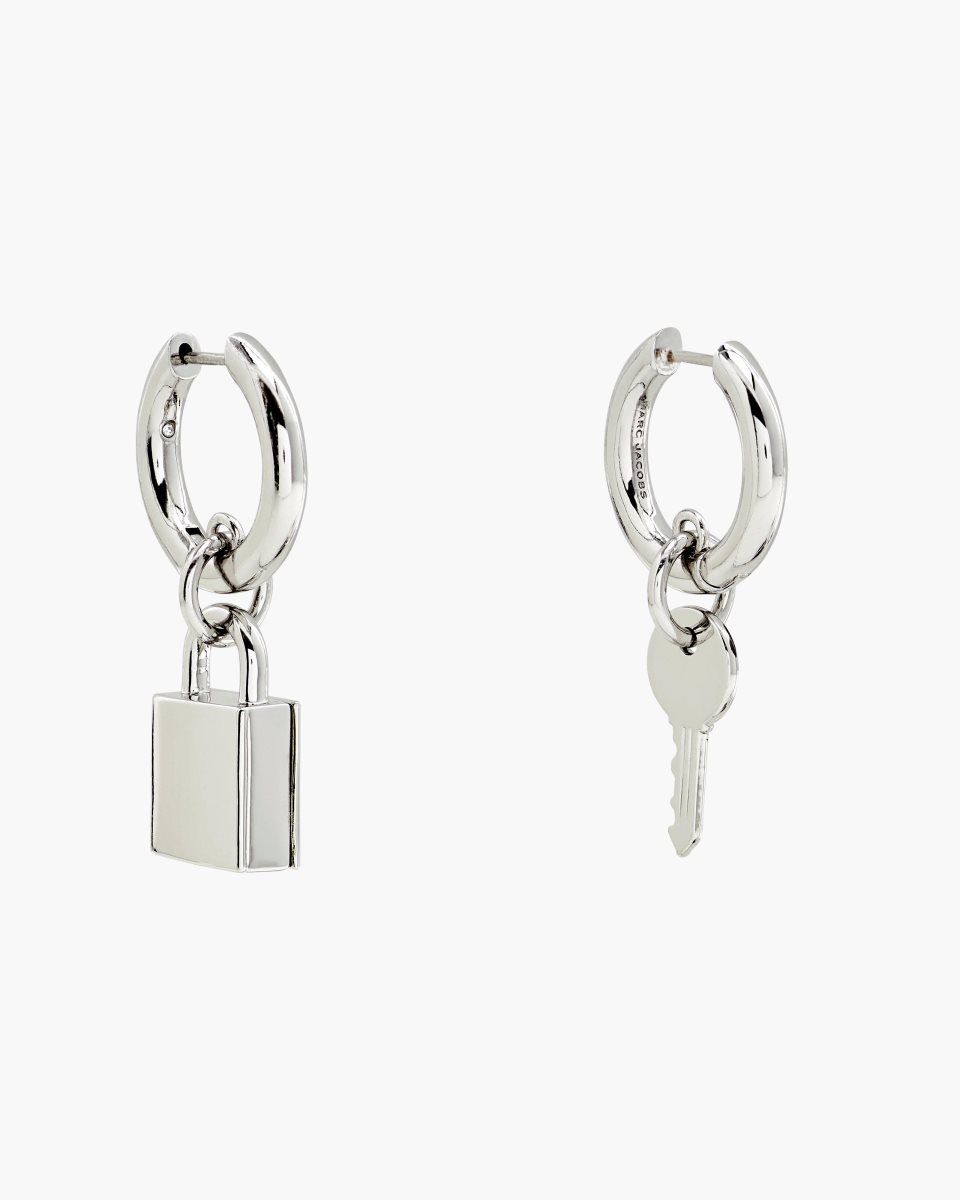 Marc Jacobs Friendship Padlock Earrings Light Silver | 81IHEYDKG