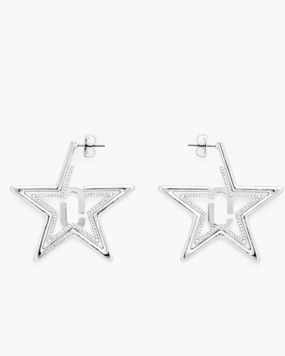 Marc Jacobs J Marc Star Hoop Earrings Silver | 62DOKQJPL