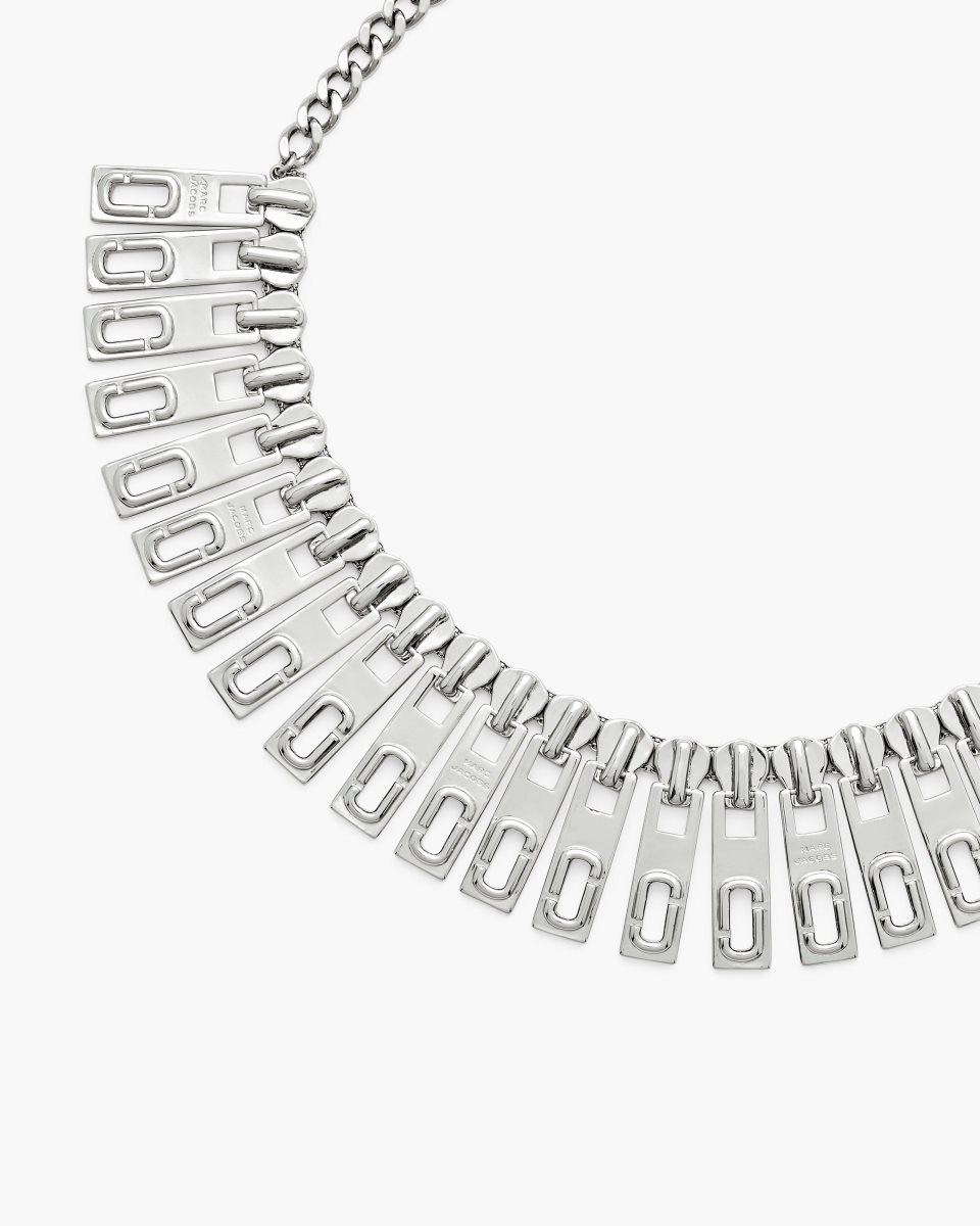 Marc Jacobs J Marc Zipper Statement Necklace Silver | 75JGVQSFH