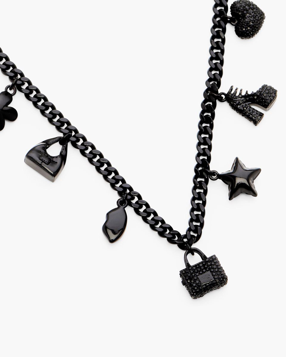 Marc Jacobs Mini Icon Pave Charm Necklace Black / Black | 73CNYLFBM