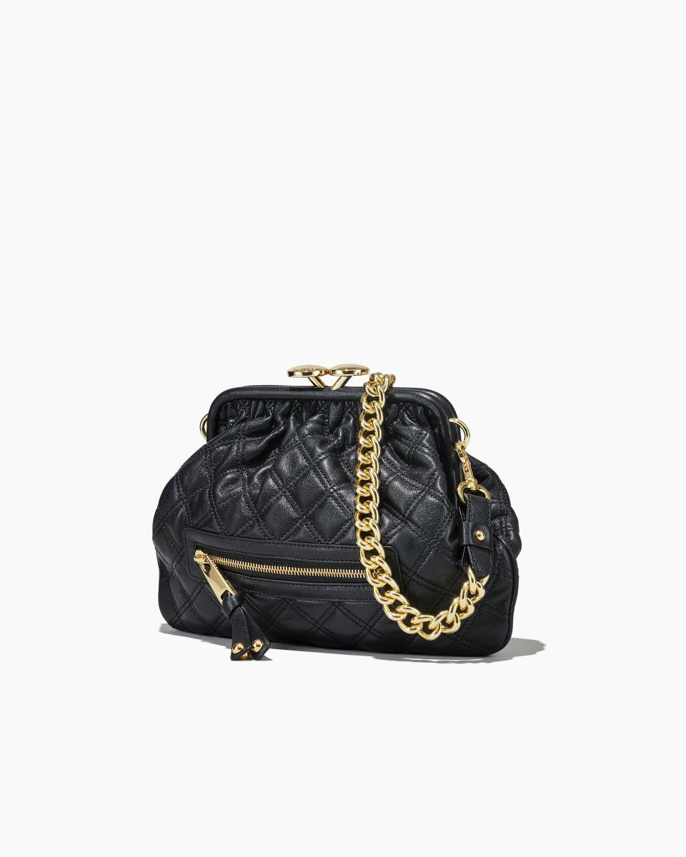 Marc Jacobs Re-Edition Quilted Leather Little Stam Bag Black | 73WDMUENK