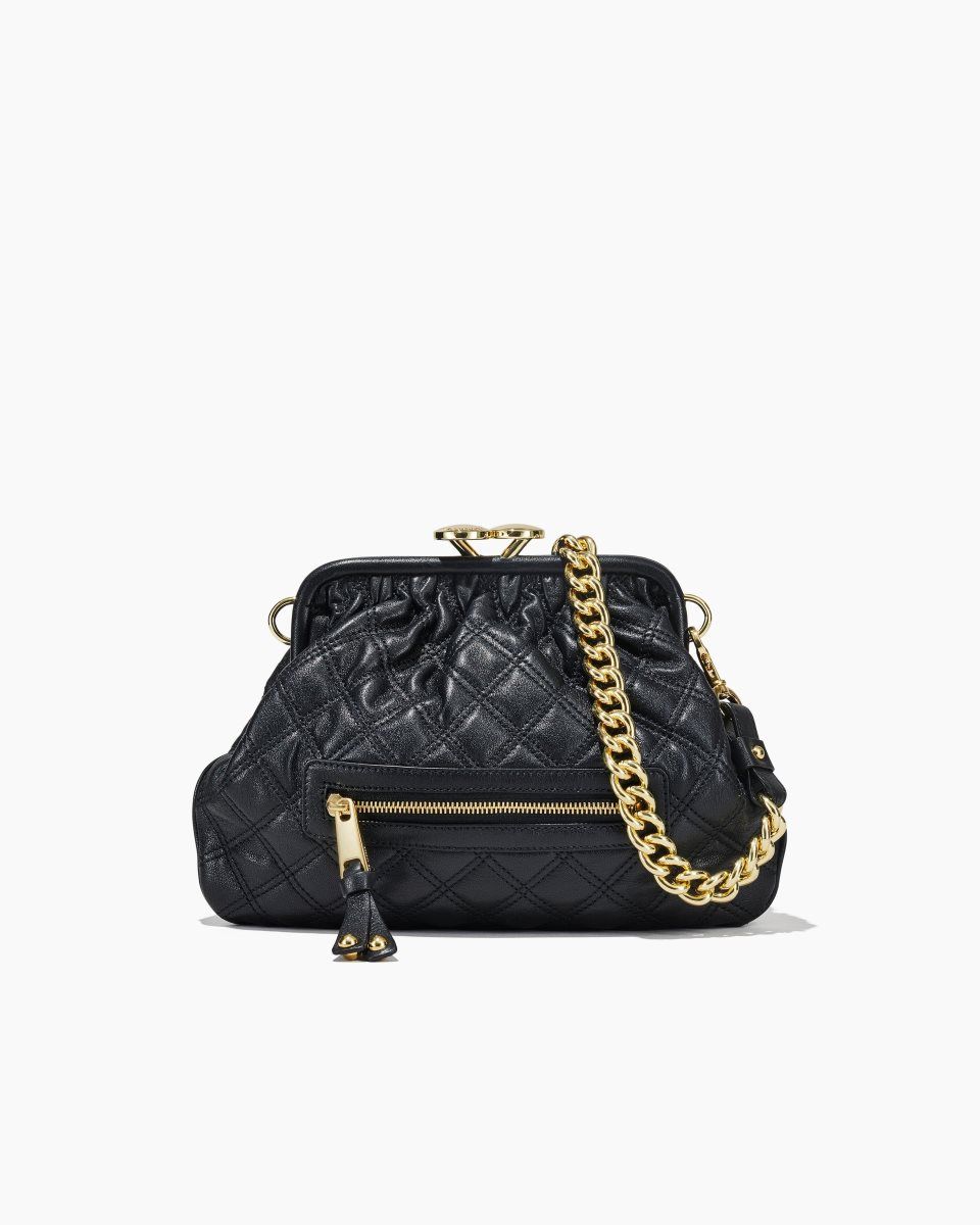 Marc Jacobs Re-Edition Quilted Leather Little Stam Bag Black | 73WDMUENK