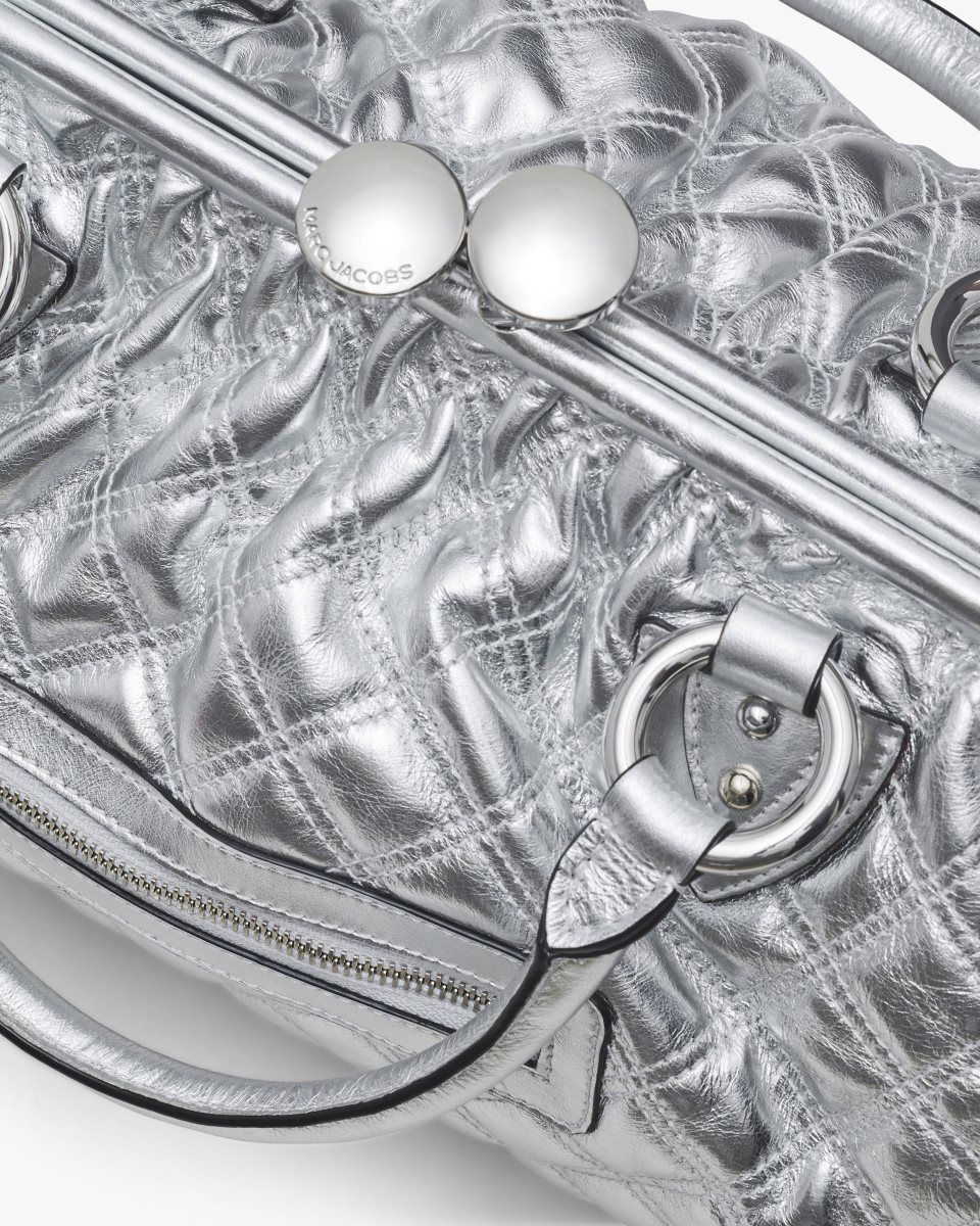 Marc Jacobs Re-Edition Quilted Metallic Leather Stam Bag Silver | 65ANDUBEO