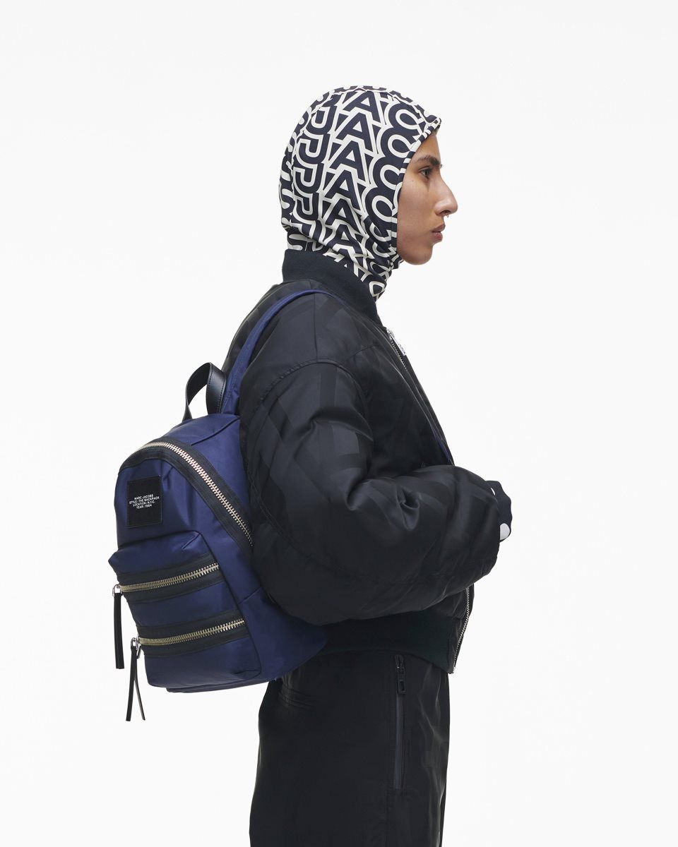 Marc Jacobs The Biker Nylon Medium Backpack Blue | 69UEAJCTG