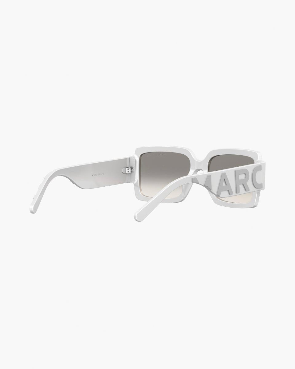 Marc Jacobs The Bold Logo Square Mirrored Sunglasses White / Grey | 82JCSYEIF