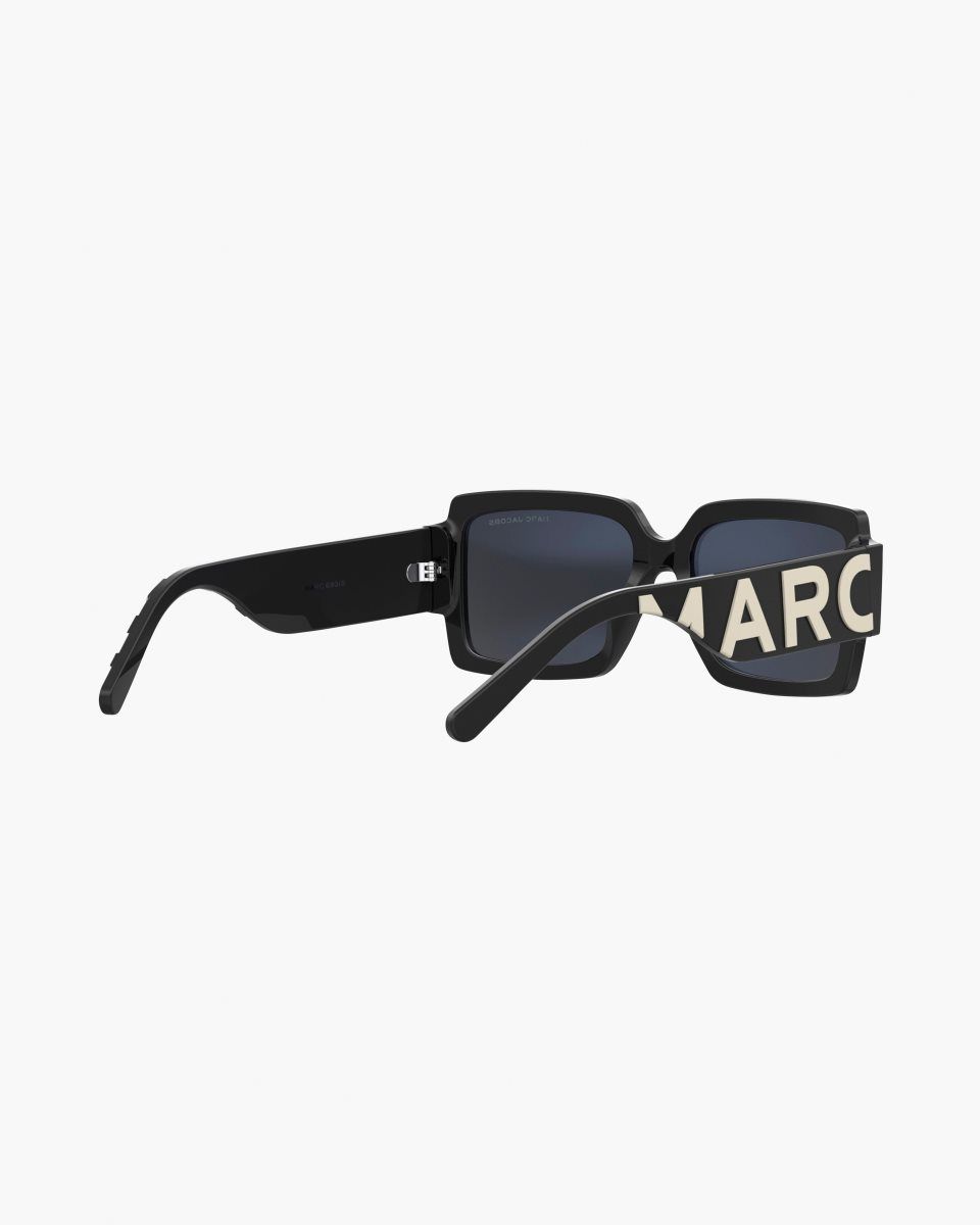 Marc Jacobs The Bold Logo Square Sunglasses Black / White | 75ARPQLNU