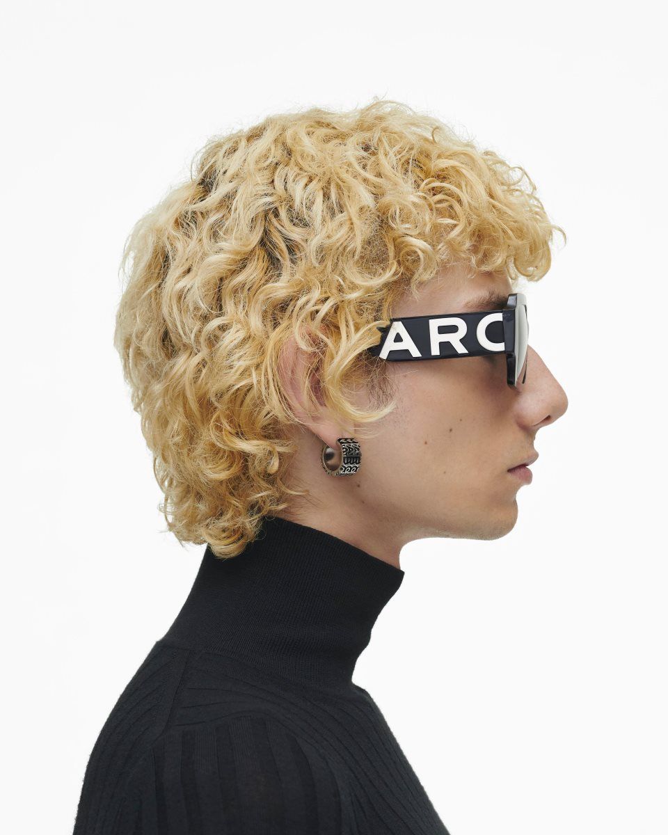 Marc Jacobs The Bold Logo Square Sunglasses Black / White | 75ARPQLNU