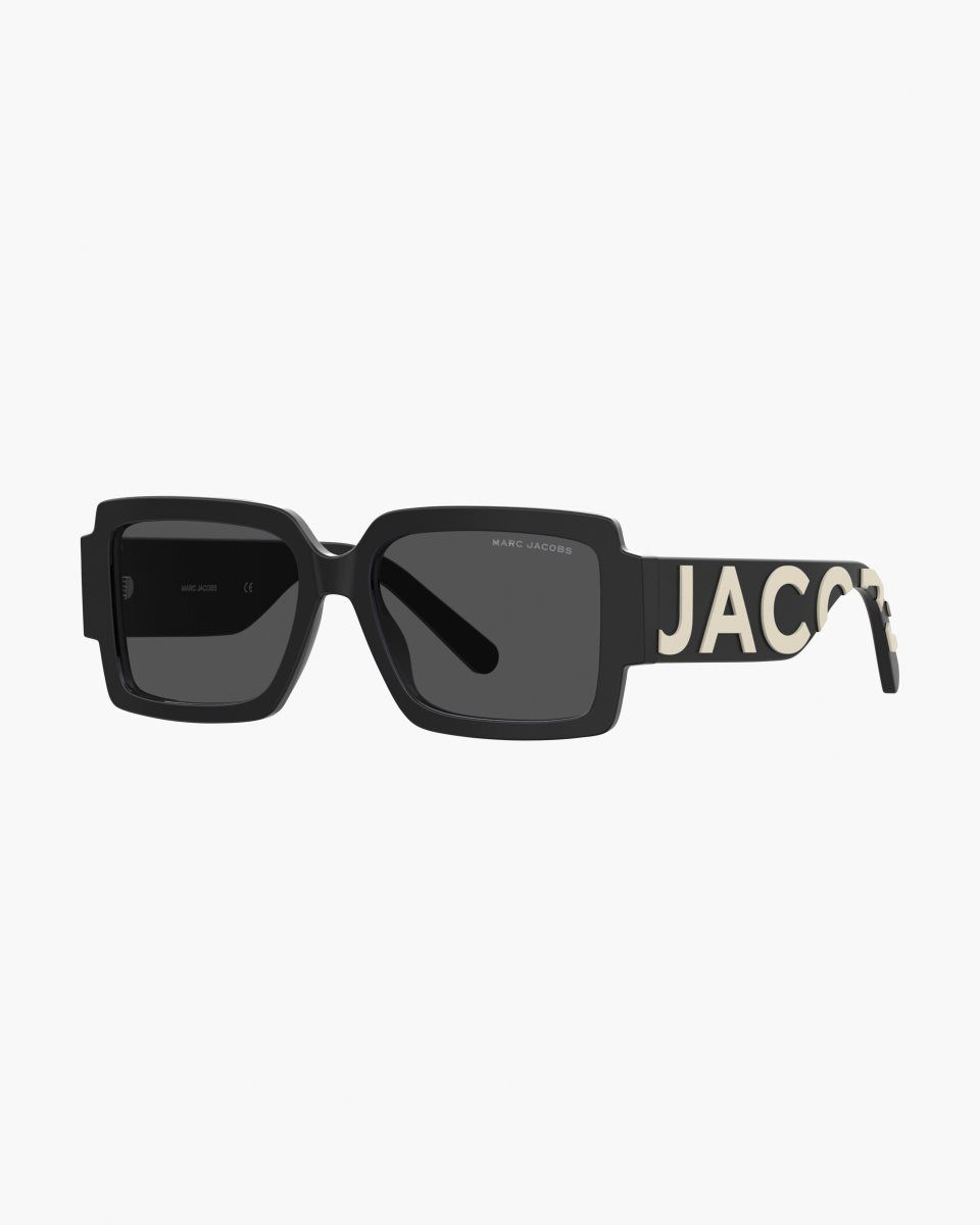 Marc Jacobs The Bold Logo Square Sunglasses Black / White | 75ARPQLNU