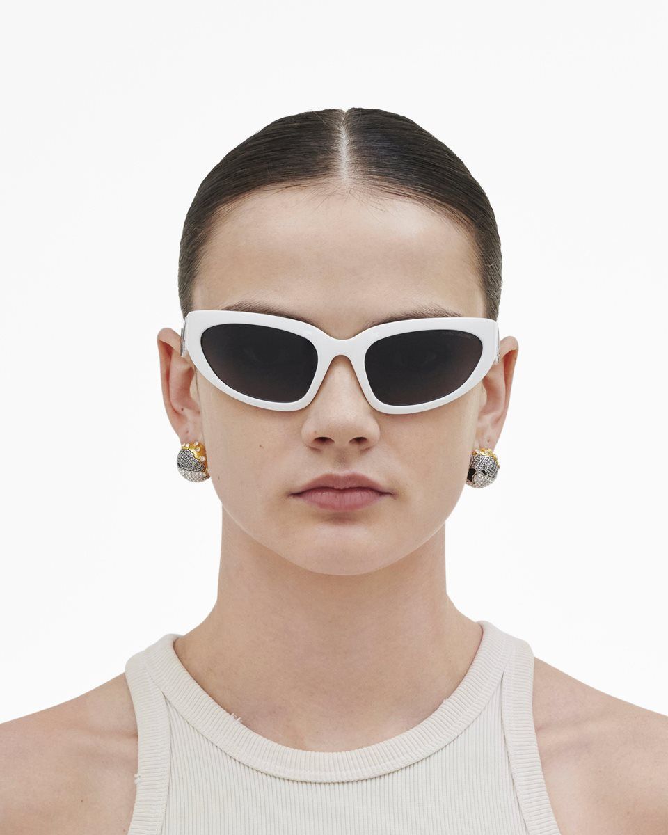 Marc Jacobs The Bold Logo Wrapped Sunglasses White | 08PYNDUAQ