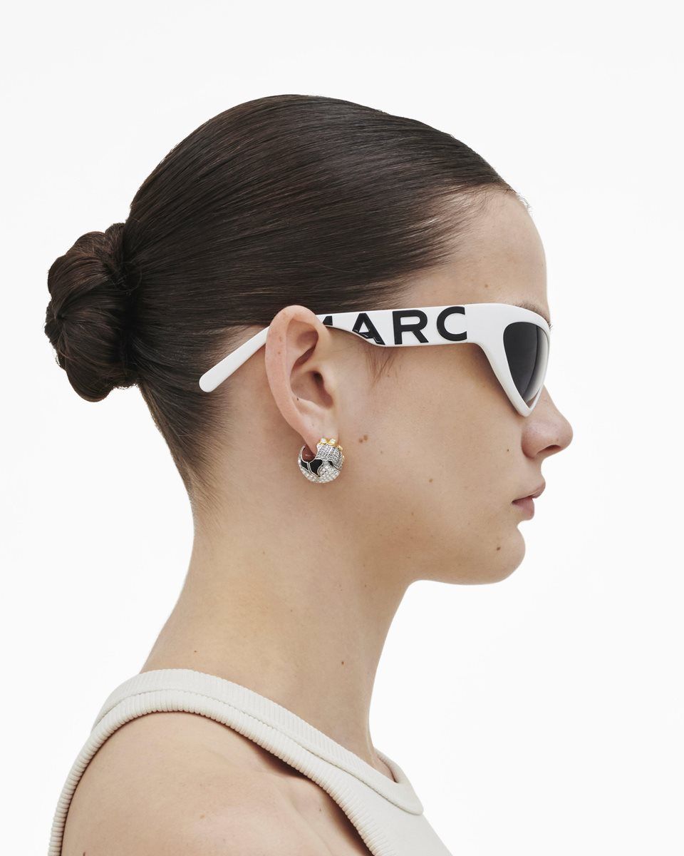 Marc Jacobs The Bold Logo Wrapped Sunglasses White | 08PYNDUAQ