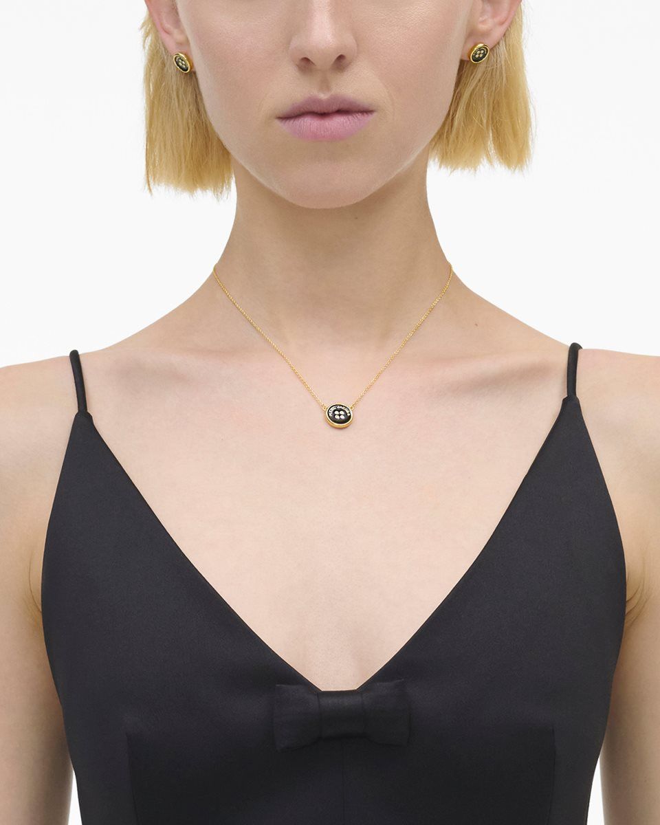 Marc Jacobs The Button Pendant Necklace Gold / Black | 02CASGJPQ