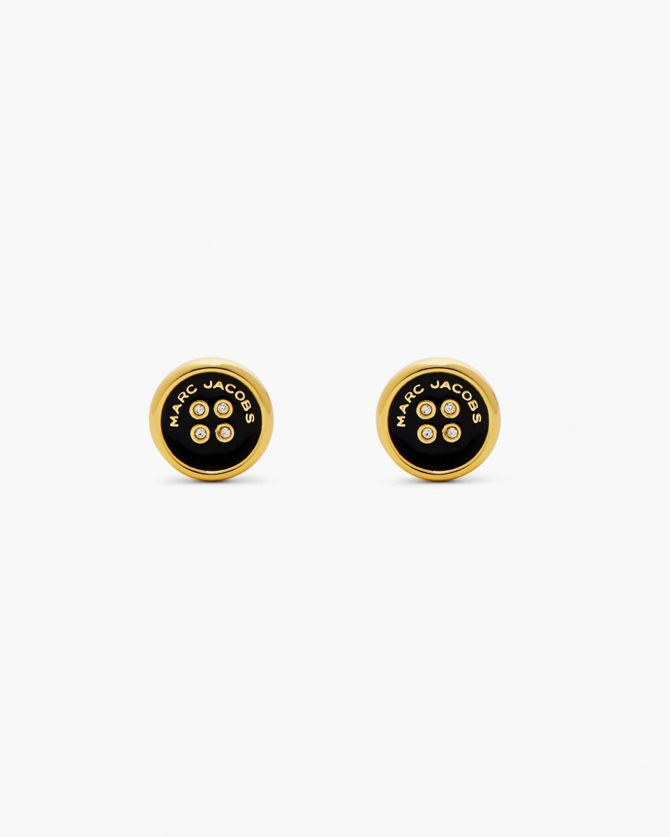 Marc Jacobs The Button Stud Earrings Gold / Black | 09MPDWZSE