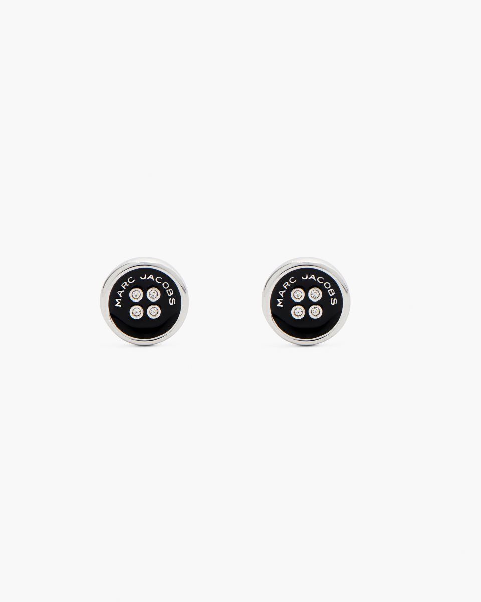 Marc Jacobs The Button Stud Earrings Silver / Black | 15PNSEUAI