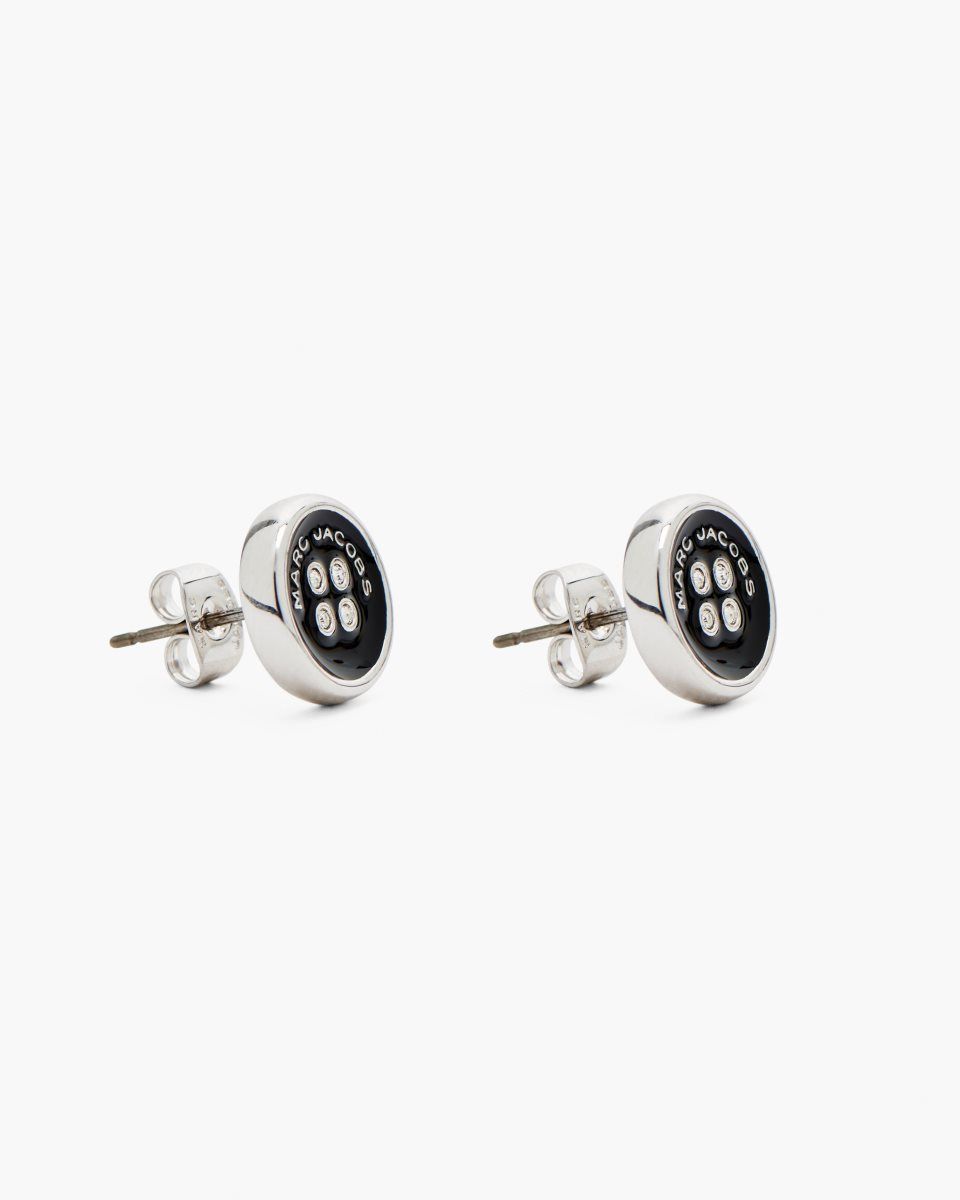 Marc Jacobs The Button Stud Earrings Silver / Black | 15PNSEUAI