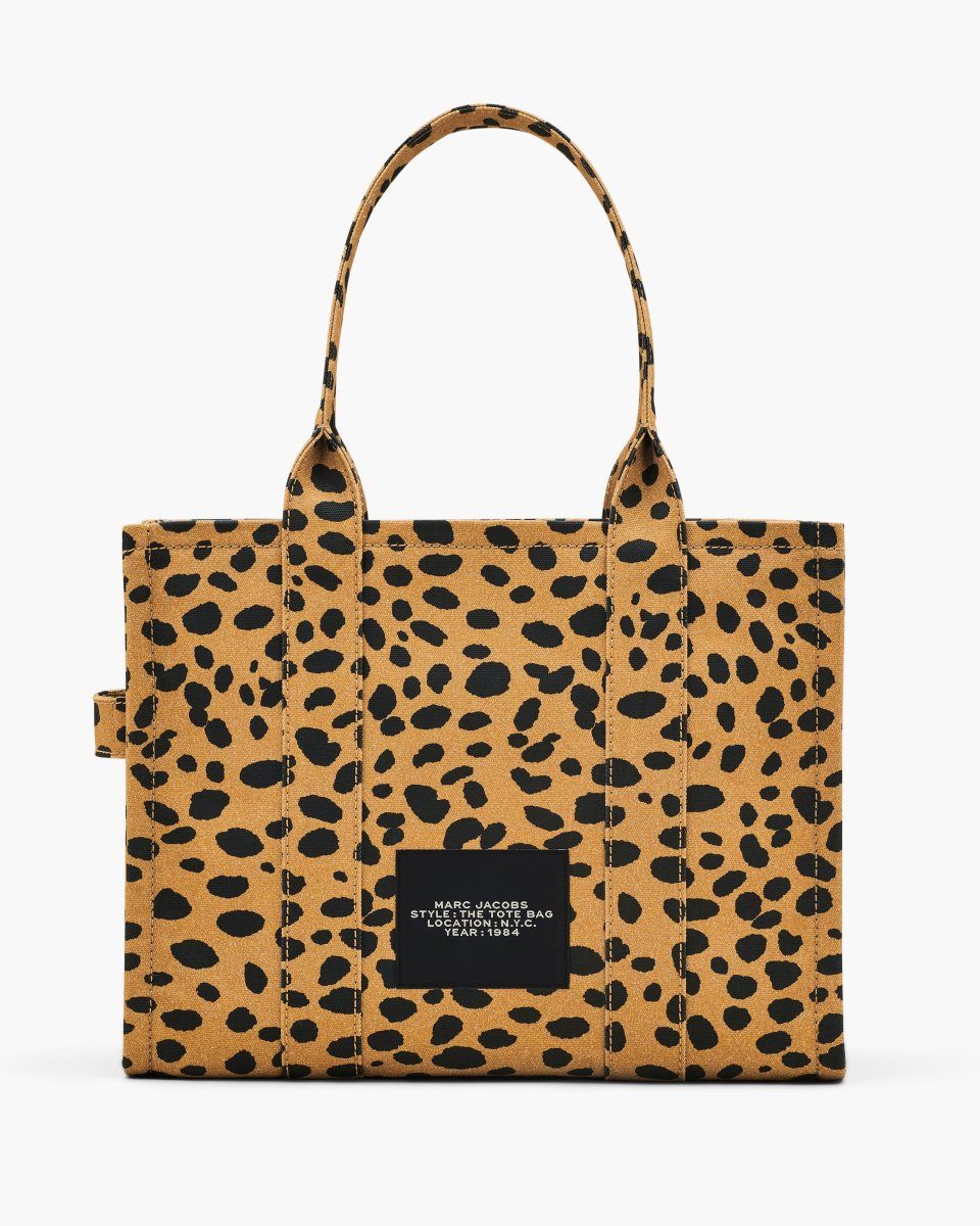 Marc Jacobs The Cheetah Canvas Large Tote Bag Black Multicolor | 37HMBRFKC