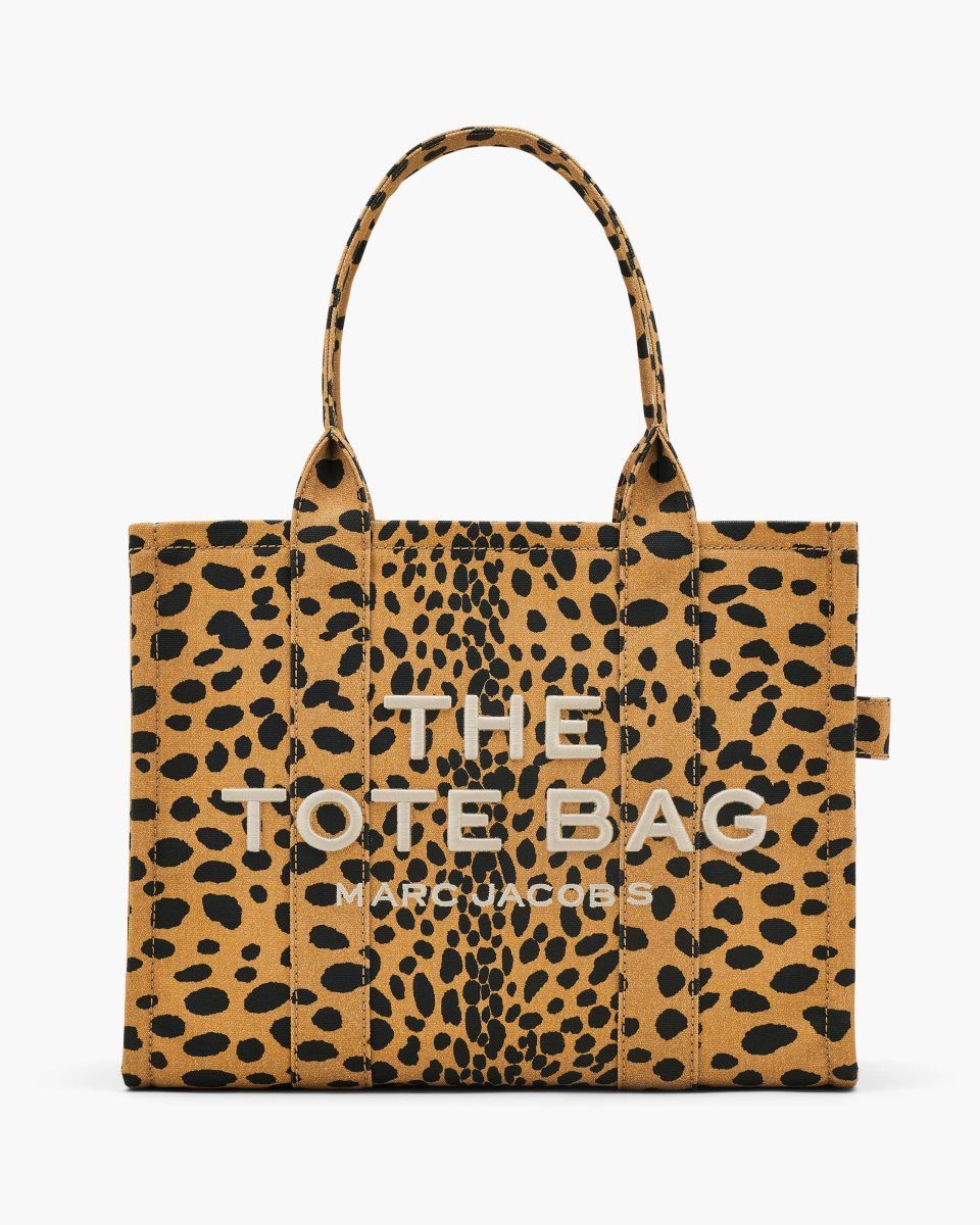 Marc Jacobs The Cheetah Canvas Large Tote Bag Black Multicolor | 37HMBRFKC