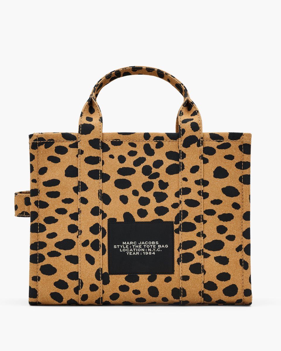 Marc Jacobs The Cheetah Canvas Medium Tote Bag Black Multicolor | 38TVWYUOM