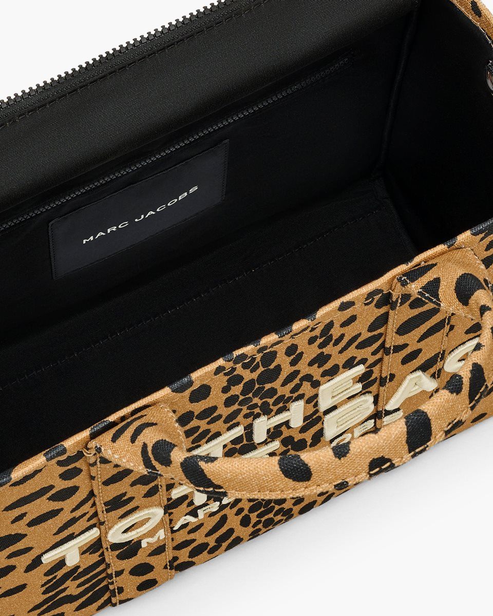 Marc Jacobs The Cheetah Canvas Medium Tote Bag Black Multicolor | 38TVWYUOM