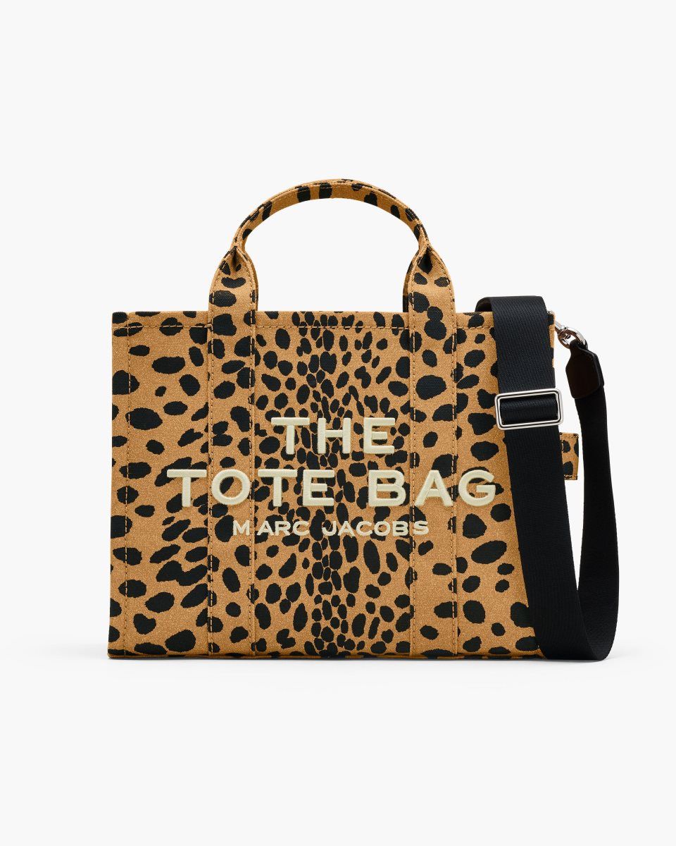 Marc Jacobs The Cheetah Canvas Medium Tote Bag Black Multicolor | 38TVWYUOM