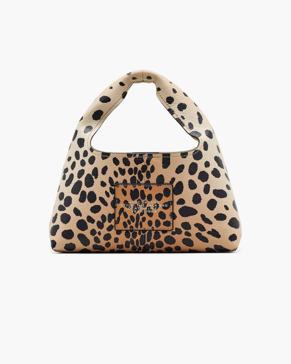 Marc Jacobs The Cheetah Leather Mini Sack Bag Black Multicolor | 84HBZYEKA