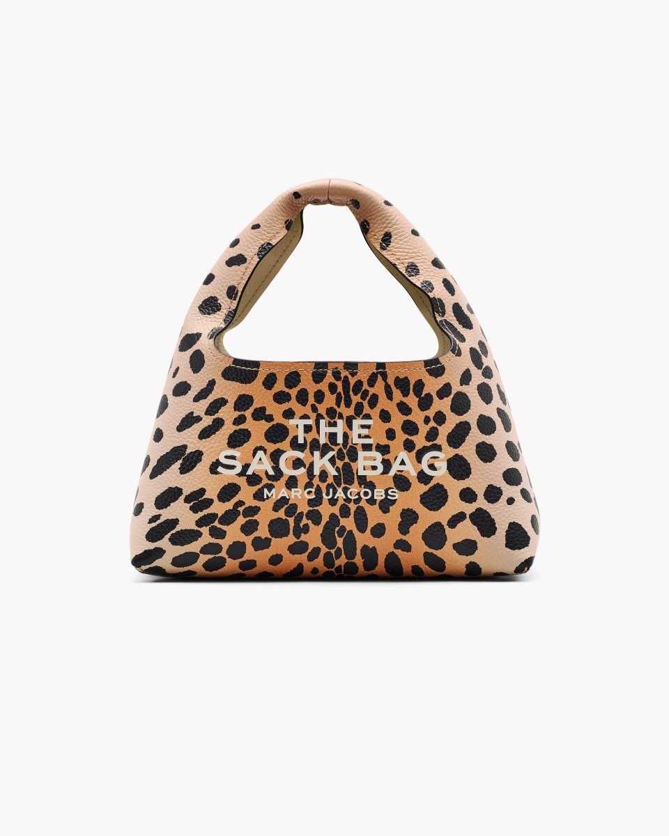 Marc Jacobs The Cheetah Leather Mini Sack Bag Black Multicolor | 84HBZYEKA